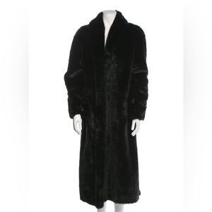 Dennis Basso Faux Fur Coat, Black, Shawl Collar, Long. XS runs large.